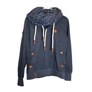 Naketano Sweatshirt Hoodie Long Sleeve Draw String Size L Cowl Neck